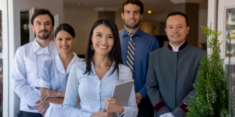 group of people who work in a hotel