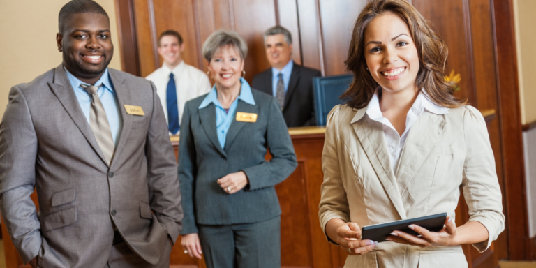 hotel staff waiting to serve guests